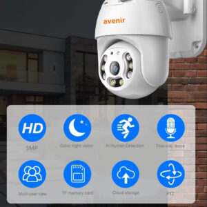 AV-M20 5MP CCTV Kablosuz İki Yolu Ses Onvif Destekli Waterproof Ptz WIFI IP Kamera