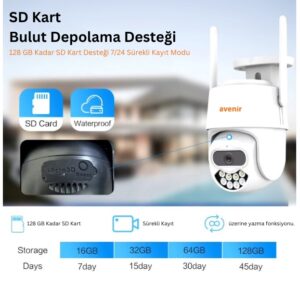 Avenir AV-S305 2MP WiFi Speed Dome IP66 IP Kamera PTZ Pan/Tilt ICSEE App