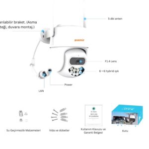 Avenir AV-S305 2MP WiFi Speed Dome IP66 IP Kamera PTZ Pan/Tilt ICSEE App