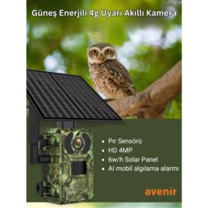 AV-S440H 4MP 3.6mm Lens 4G Solar Fotokapan Kamera Ubox App Hareket Algılama