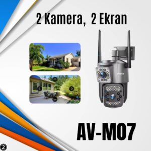 AV-M07 4MP (2*2MP) 2 Kameralı 4G Sim Kartlı IP PTZ Kamera V380 PRO App