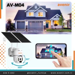 Avenir AV-M04 4 MP Solar Sistem 4G Sim Kartlı Solar Panelli IP Speed Dome PTZ Kamera