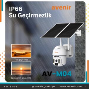 Avenir AV-M04 4 MP Solar Sistem 4G Sim Kartlı Solar Panelli IP Speed Dome PTZ Kamera