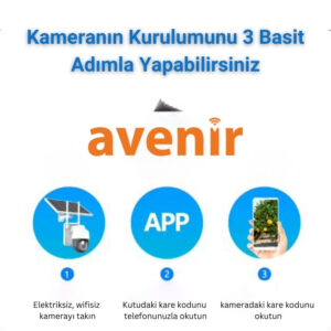 Avenir AV-M11 4G Sim Kartlı 3MP Tam Renkli Gece Görüşü Hareket Algılama Çift Yönlü Ses 10400 mAh Batarya 5 w/h solar panel IP PTZ Solar Kamera