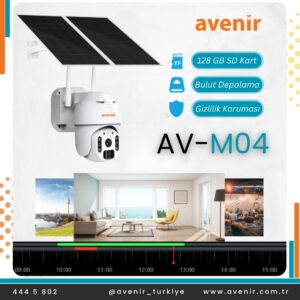 Avenir AV-M04 4 MP Solar Sistem 4G Sim Kartlı Solar Panelli IP Speed Dome PTZ Kamera