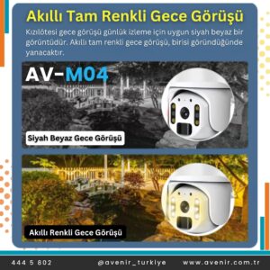 Avenir AV-M04 4 MP Solar Sistem 4G Sim Kartlı Solar Panelli IP Speed Dome PTZ Kamera