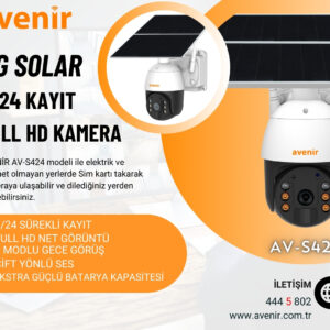 Avenir AV-S424 2MP 7/24 KAYIT Solar PTZ 4G Sim Kartlı Kamera