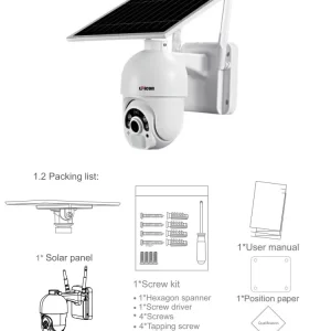 2 MP Full HD 1080P 4G PTZ Solar Sistem Telefon Kontrollü Smart Kamera AV-S410