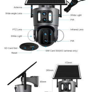 4 MP 2 Kameralı Solar PTZ 4G Sim Kartlı Smart Kamera AV-S422