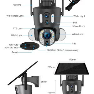 4MP 2 Kameralı Solar PTZ 10X Optik Zoom 4G Sim Kartlı Kamera AV-S422X