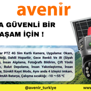 AVENİR AV-S429 6MP 2 Kameralı Solar PTZ 4G Sim Kartlı Kamera