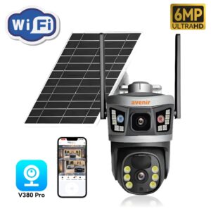 AV-S232 4MP Solar WIFI IP PTZ Dual Light Çift kameralı V380 Pro App Kamera