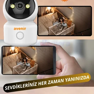 Avenir AV-S215 Wifili Bakıcı Bebek Kamerası 5MP 256 GB SD Kart Desteği Çift Yönlü Ses Sürekli Kayıt Modu