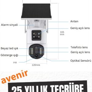 AVENİR AV-M13 4MP 3 LENSLİ 4G Simkartlı IP PTZ KAMERASI