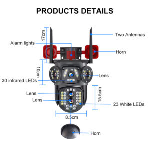 12MP 3 Lens Alarm Renkli Gece Görüş Otomatik İzleme Wifi Güvenlik Kamerası AV-S314