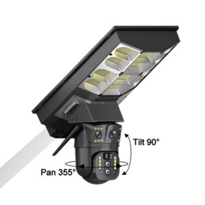 10x Zoom IP66 4G Solar Sokak Lambası Kamera 3 Lens LED Aydınlatma HD 4MP PIR AV-SL400X